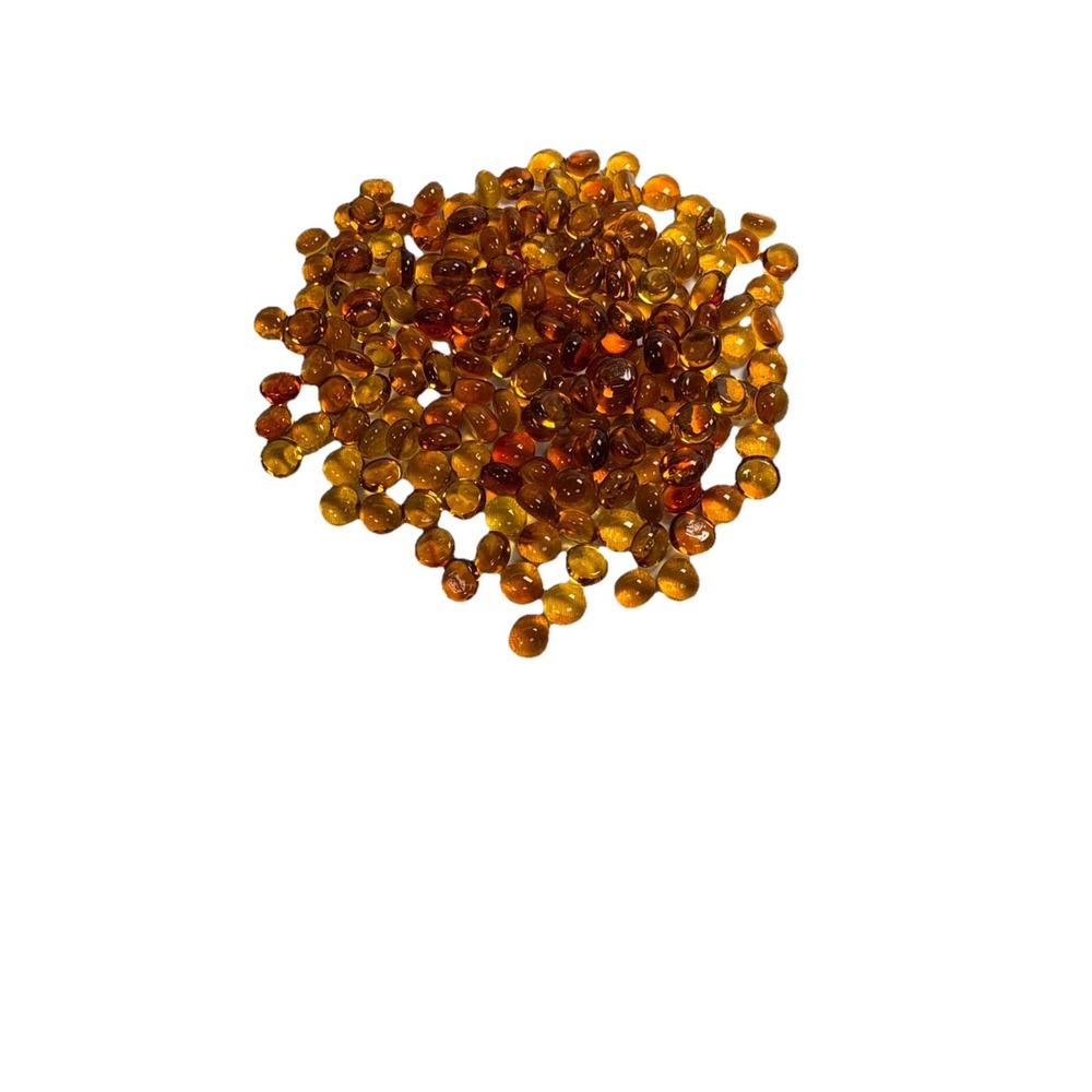 VINTAGE GLASS ROUND HIGH DOME FLATBACK UNFOILED CABOCHON AMBER/ ORANGE  100 Pc.
